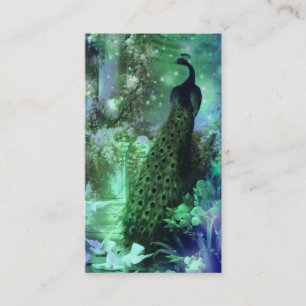 PEACOCK EVENING GROTTO: BLUE GREEN DREAM BUSINESS CARD