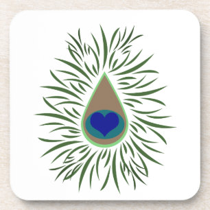 Peacock Eye Heart Shaped Coaster