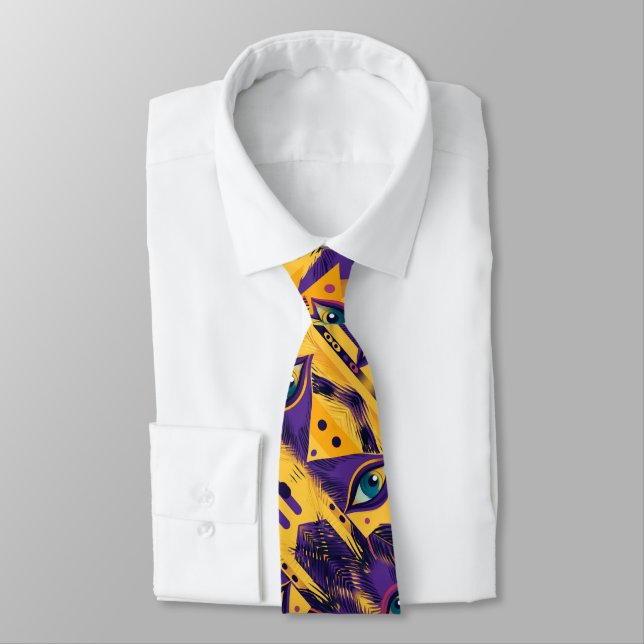 Peacock Eyes vivid bold Tie (Tied)