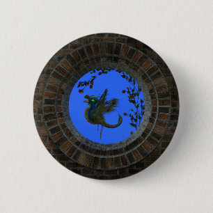 Peacock Fairy Dragon 2 Inch Round Button