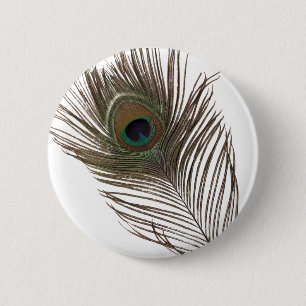 Peacock feather 2 inch round button