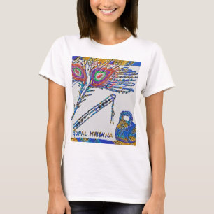 Peacock Feather and Flute - Hare Krishna T-Shirt