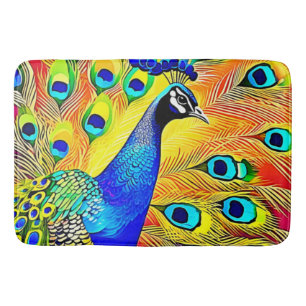 Peacock Feather Art Bath Mat