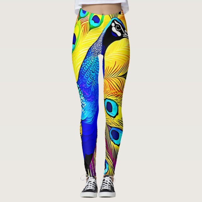 Peacock Feather Art Leggings (Front)