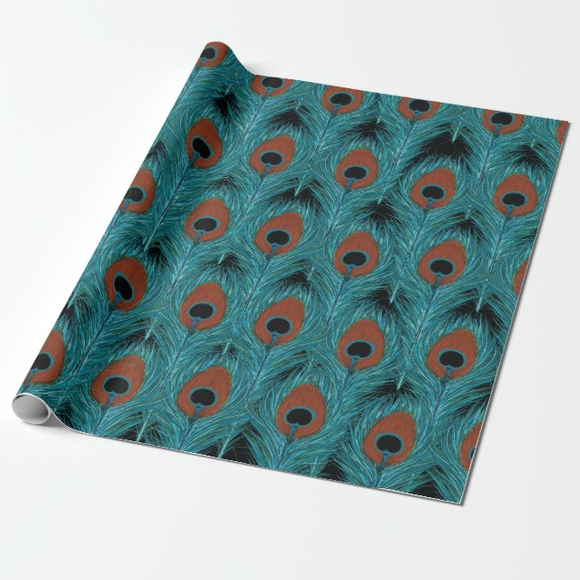 Peacock Feather Art Peacocks Feathers Artwork      Wrapping Paper (Unrolled)