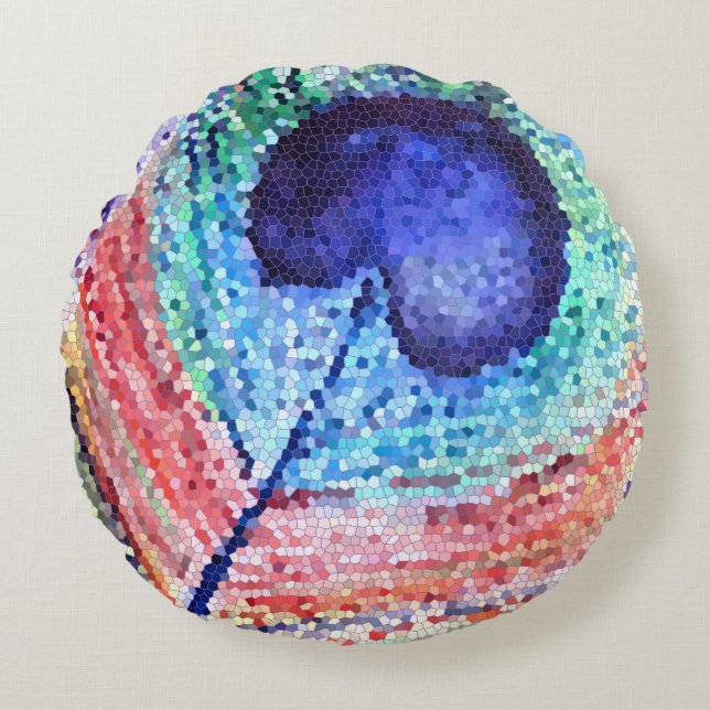 Peacock Feather Art  Round throw Round Pillow (Front)