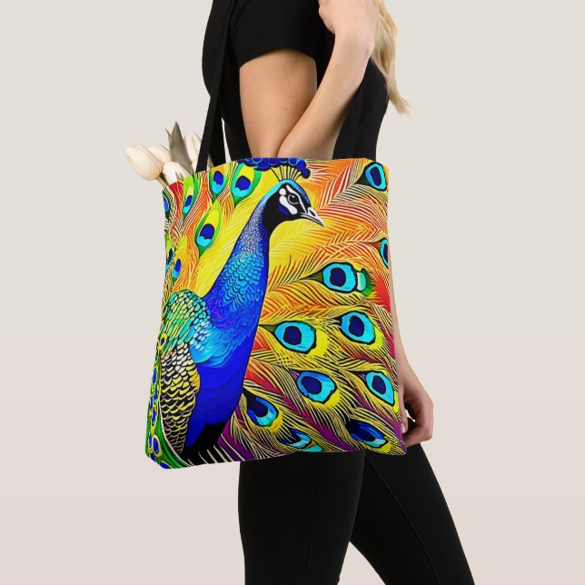 Peacock Feather Art Tote Bag (Close Up)