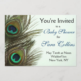 Peacock Feather Baby Shower Invitation