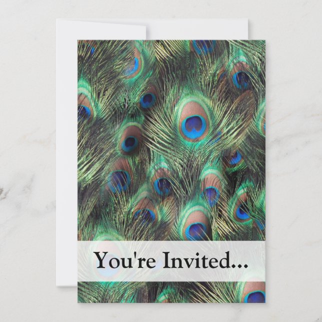 Peacock Feather Background Invitation (Front)