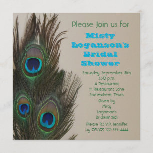 Peacock Feather Bridal Shower Invitation