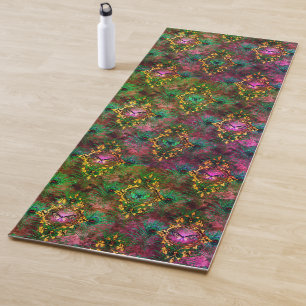 Peacock feather butterfly victorian purple gold  yoga mat