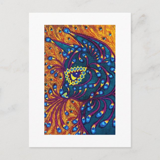 Peacock Feather Cat, Louis Wain Postcard (Front)