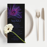 Peacock Feather Chic Glitter Purple Bat Mitzvah Menu<br><div class="desc">This design features an elegant pink and purple glitter peacock feather on a black background with your Bat Mitzvah Menu information below. Personalize by editing the text in the text boxes. Designed for you by Evco Studio www.zazzle.com/store/evcostudio #mitzvah #batmitzvah #eventplanner #mazeltov #jewish #mitzvahswag #party #jewishlife #wedding #kosher #mitzvahlife #corporateevents #mitzvahparty...</div>