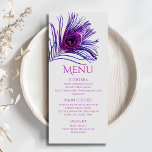 Peacock Feather Chic Glitter Purple Bat Mitzvah Menu<br><div class="desc">This design features an elegant pink and purple glitter peacock feather on a white background with your Bat Mitzvah Menu information below. Personalize by editing the text in the text boxes. Designed for you by Evco Studio www.zazzle.com/store/evcostudio #mitzvah #batmitzvah #eventplanner #mazeltov #jewish #mitzvahswag #party #jewishlife #wedding #kosher #mitzvahlife #corporateevents #mitzvahparty...</div>