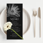 Peacock Feather Chic Glitter Silver Bat Mitzvah Menu<br><div class="desc">This design features an elegant silver glitter peacock feather on a black background with your Bat Mitzvah Menu information below. Personalize by editing the text in the text boxes. Designed for you by Evco Studio www.zazzle.com/store/evcostudio #mitzvah #batmitzvah #eventplanner #mazeltov #jewish #mitzvahswag #party #jewishlife #wedding #kosher #mitzvahlife #corporateevents #mitzvahparty #partyplanner #partyplanning...</div>