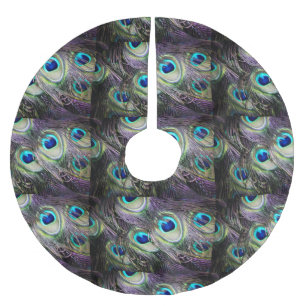 Peacock Feather Christmas Brushed Polyester Tree Skirt