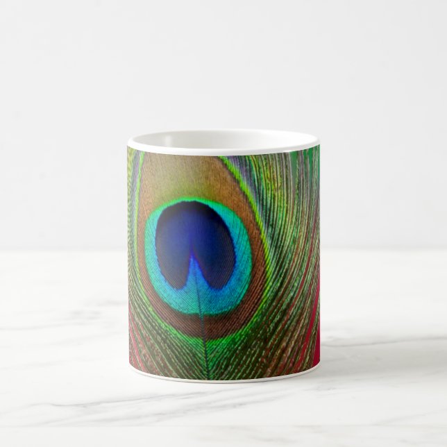 Peacock feather close-up coffee mug (Center)
