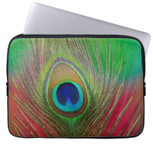Peacock feather close-up laptop sleeve