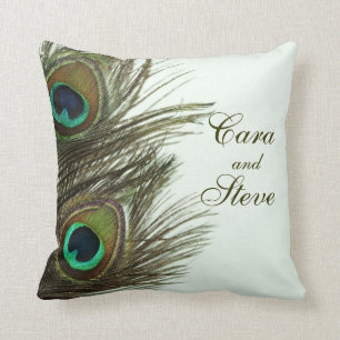 Peacock Feather Customizable Pillow