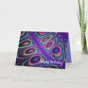 Peacock feather, decorative fantasy Birthday card