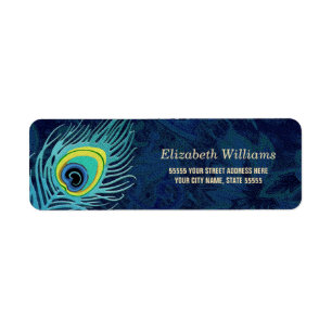 Peacock Feather Design Return Address Labels