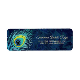 Peacock Feather Design Return Address Labels