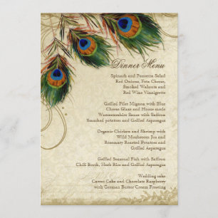 Peacock & Feather Elegant Matching Dinner Menu