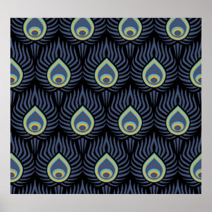Peacock Feather: Elegant Pattern. Poster