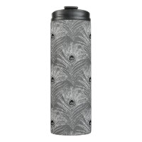 Peacock feather elegant silver grey glitter look