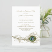 Peacock Feather Engagement Party Invitation (Standing Front)