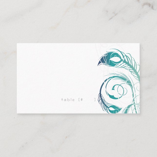 Peacock Feather Escort Card (Front)