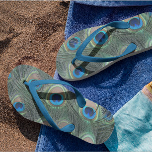 Peacock Feather Eye Pattern Flip Flops