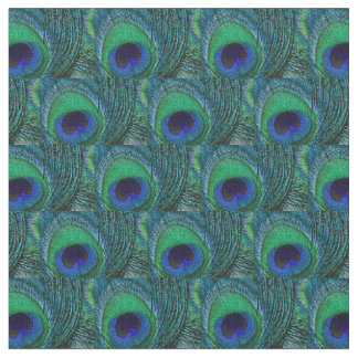 Peacock Feather Fabric - Green, Teal, Blue, Navy
