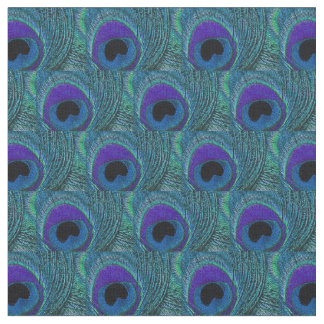 Peacock Feather Fabric Purple Periwinkle Blue Aqua