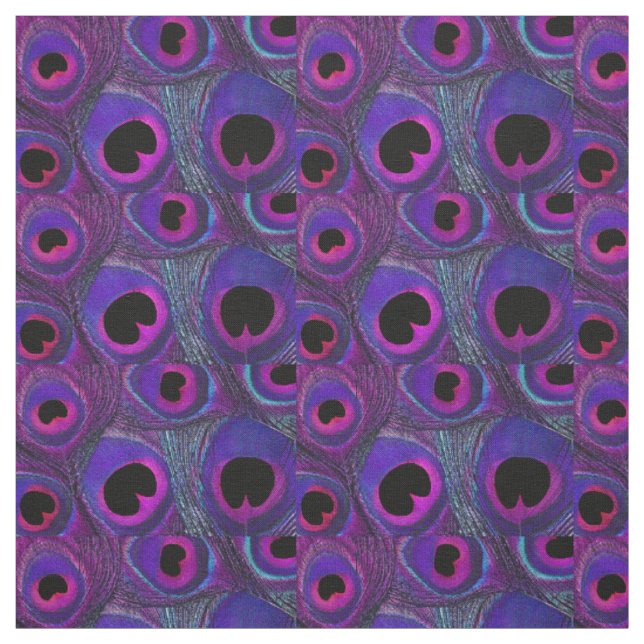 Peacock Feather Fabric Purple Pink Grey Black (Swatch)