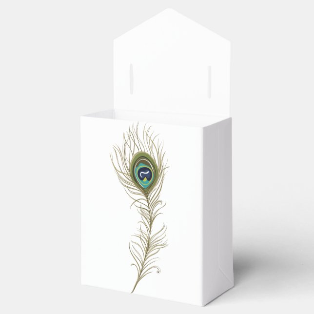 Peacock Feather Favor Box (Opened)