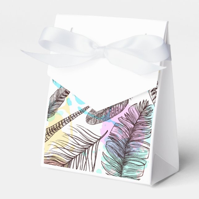 Peacock Feather Favor Box (Front Side)