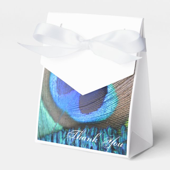 Peacock Feather Favour Bag Favor Box (Front Side)