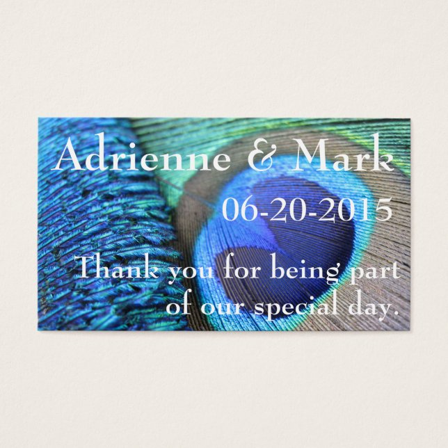 Peacock Feather Favour Tag (Front)