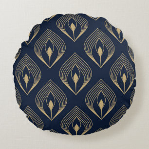 Peacock Feather: Floral Paisley Round Pillow