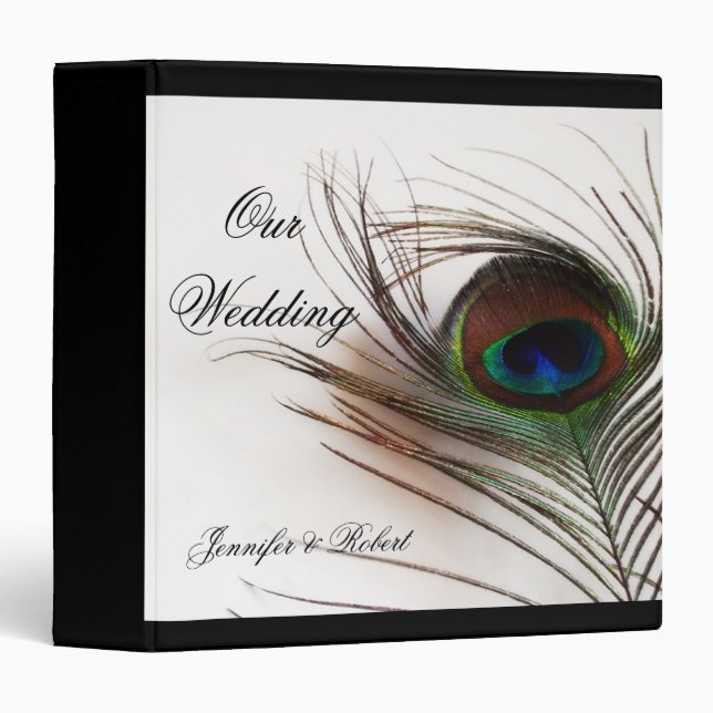 Peacock Feather Glamour Wedding Album Binder (Front/Spine)