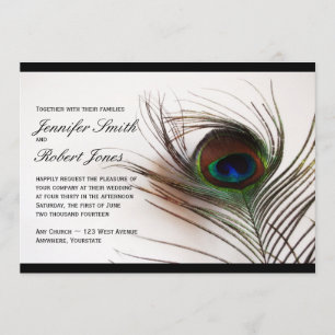 Peacock Feather Glamour Wedding Invitation