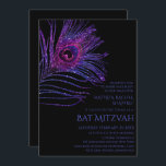 Peacock Feather Glitter Purple Bat Mitzvah Logo Invitation<br><div class="desc">This design features an elegant pink and purple glitter peacock feather on a black background with your Bat Mitzvah Invitation information below. Personalize by editing the text in the text boxes. Add your Corporate Logo to the back of the design. Designed for you by Evco Studio www.zazzle.com/store/evcostudio</div>