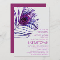 Peacock Feather Glitter Purple Bat Mitzvah Logo