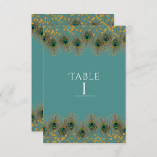 Peacock Feather & Gold ANY COLOR Table Number