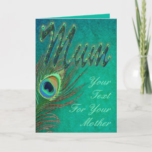 Peacock feather grungy art Mother's day cards