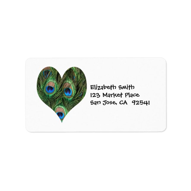 Peacock Feather Heart Address Label (Front)