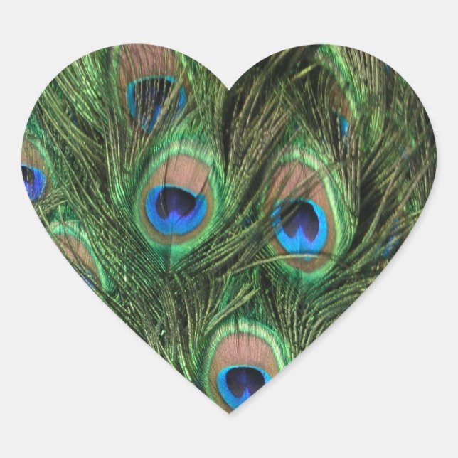 Peacock Feather Heart Sticker (Front)