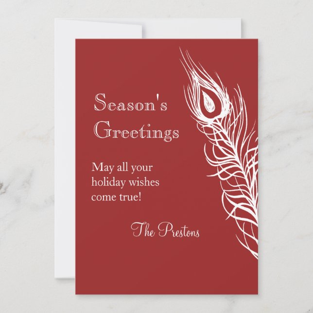 Peacock Feather Holiday Card (Front)