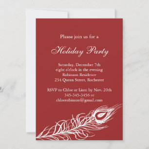 Peacock Feather Holiday Party Invitation